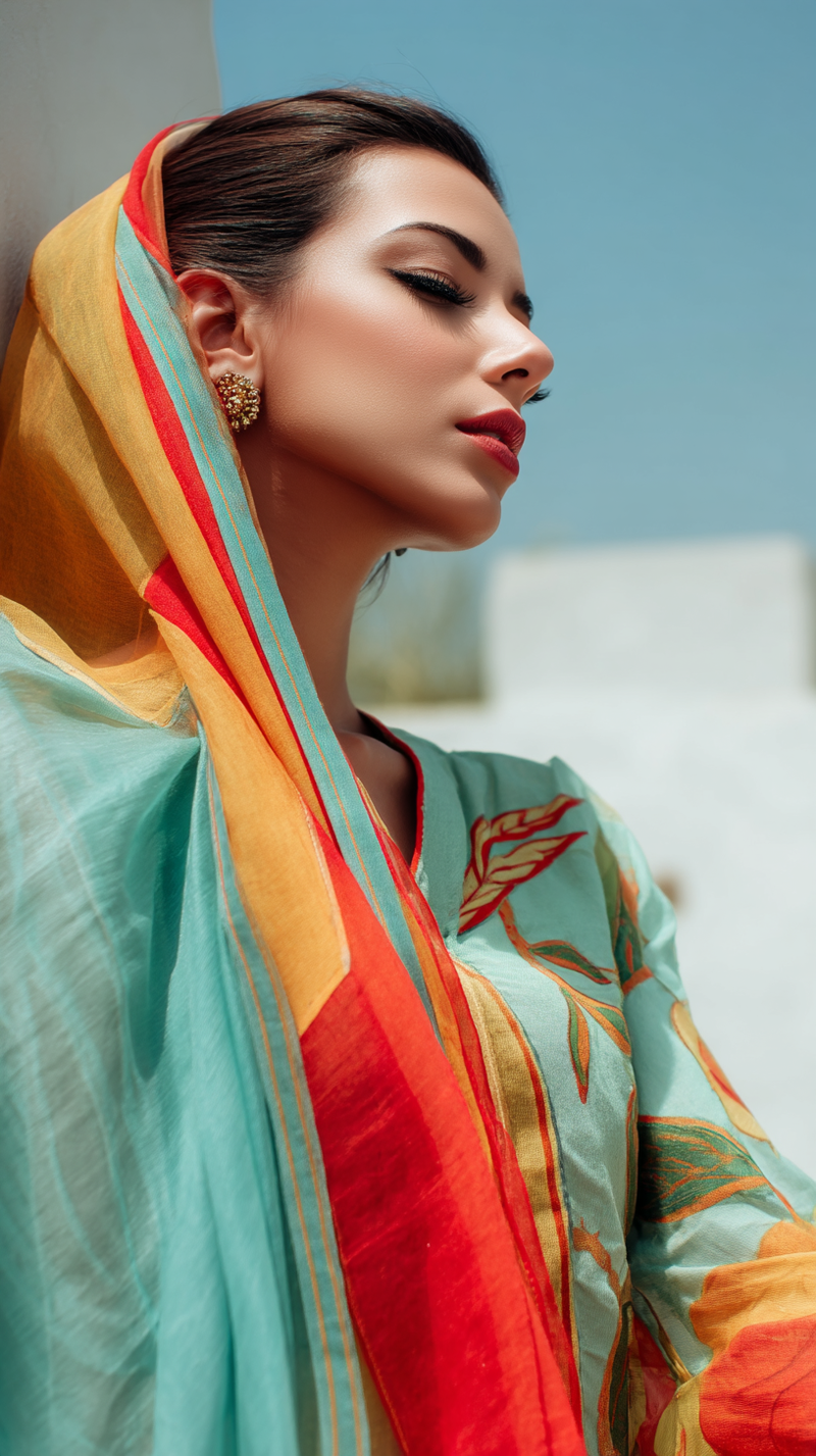 Women's Dupatta - Blue Silk