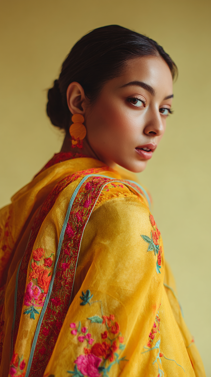 Women's Dupatta - Yellow Silk