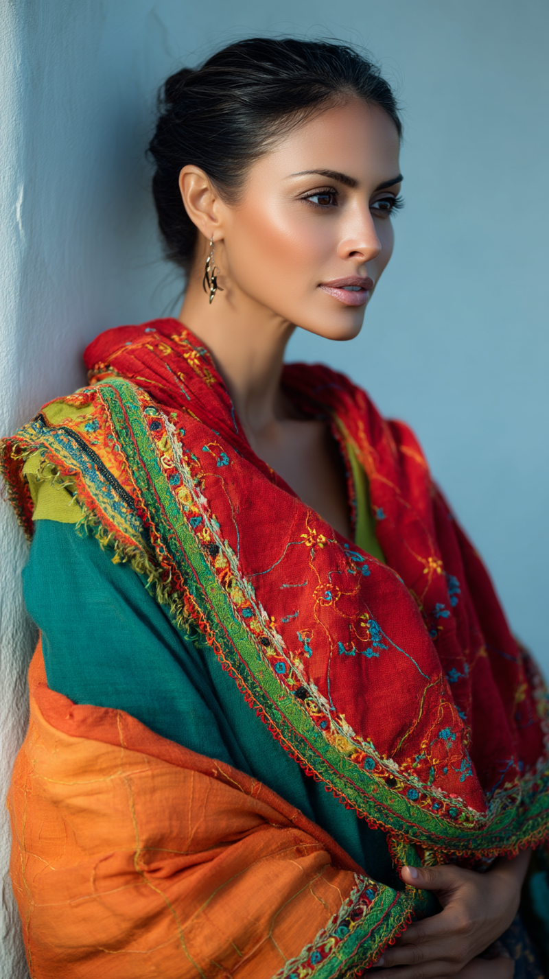 Women's Dupatta - Teal Silk