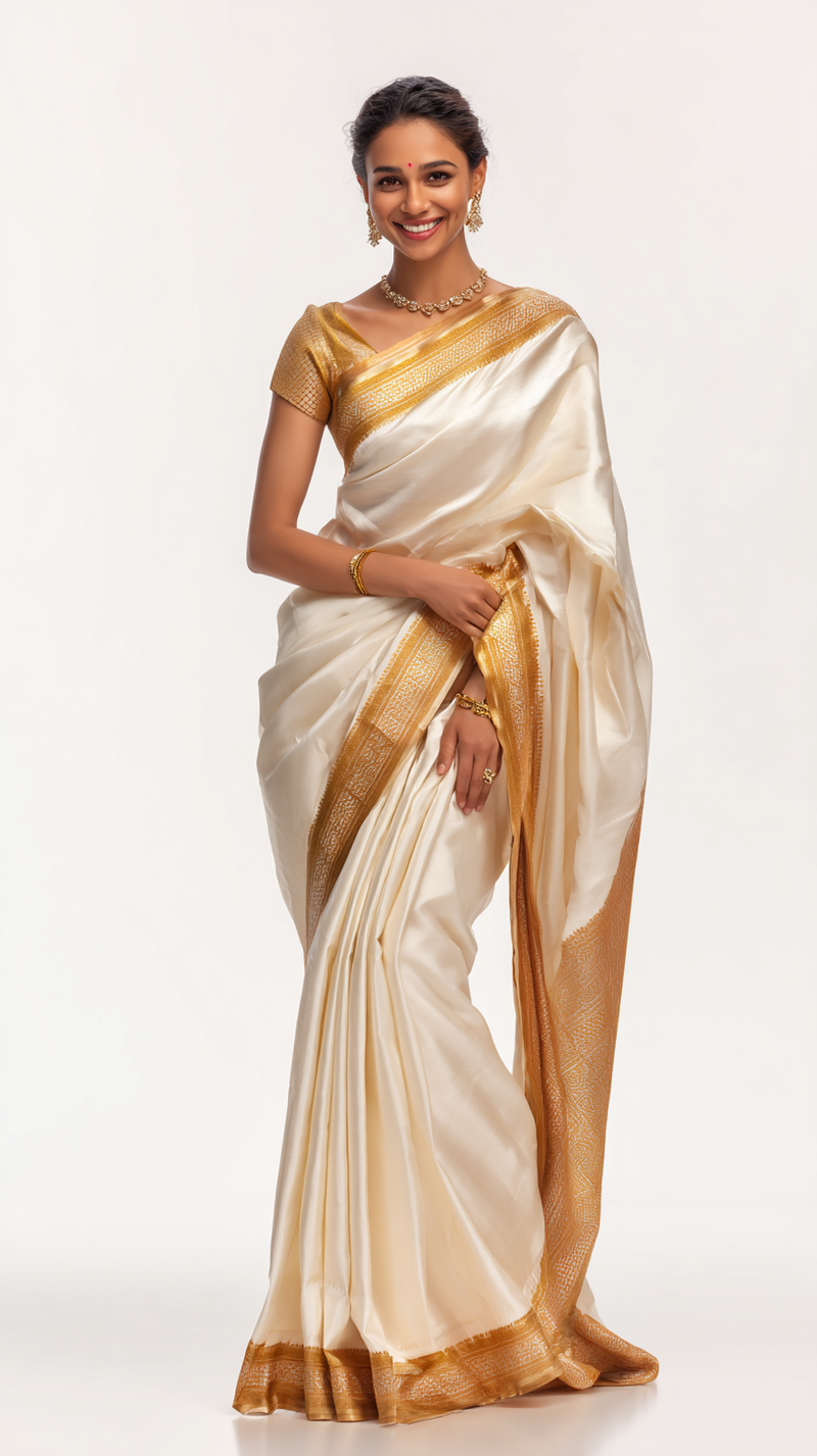 Elegant Gold Saree - Premium Banarasi Silk Collection
