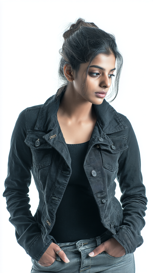 Charcoal women's denim jacket by LookMate