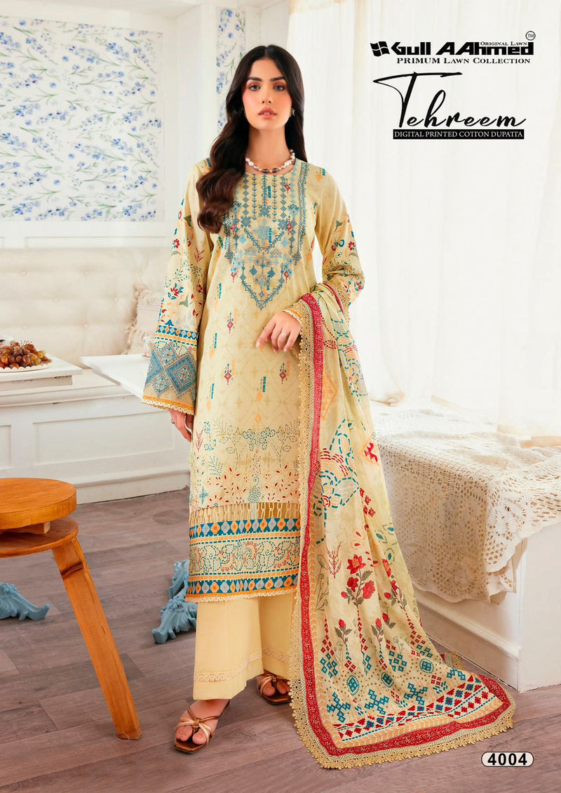 Beige Ethnic Printed Lawn Kurti Set with Embroidered Neckline & Digital Dupatta