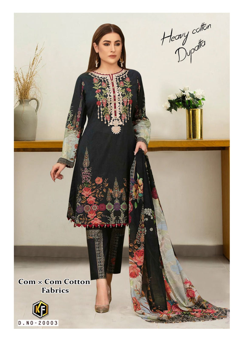 Black Floral Embroidered Cotton Kurti Set with Heavy Cotton Dupatta