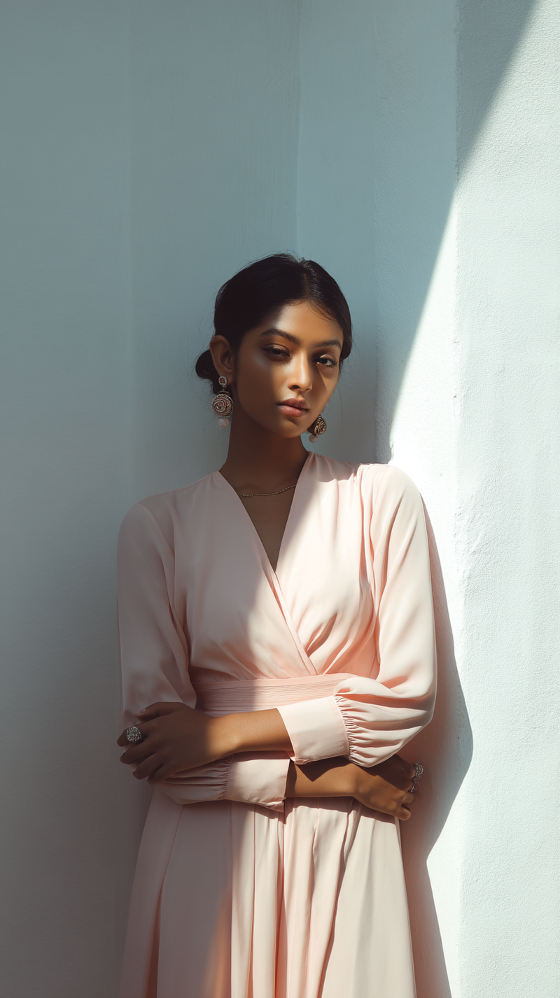 Women's Dress - Blush Pink Solid Georgette