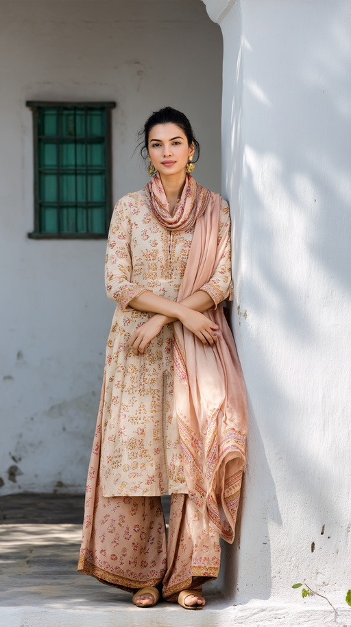 Beige ethnic wear set by LookMate