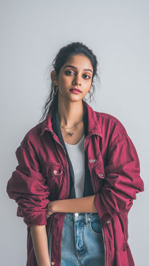 Maroon women's overshirt jacket by LookMate