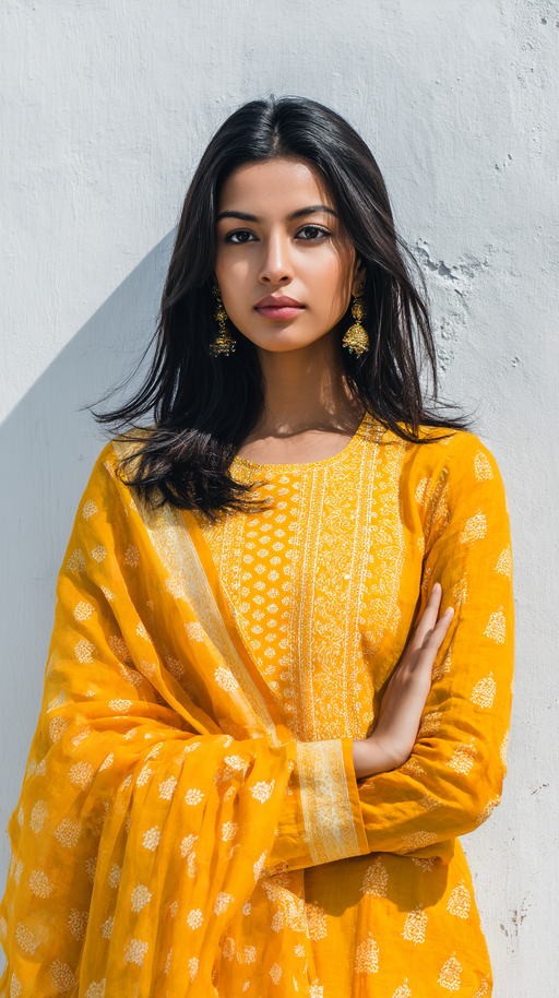 Yellow ethnic wear set by LookMate