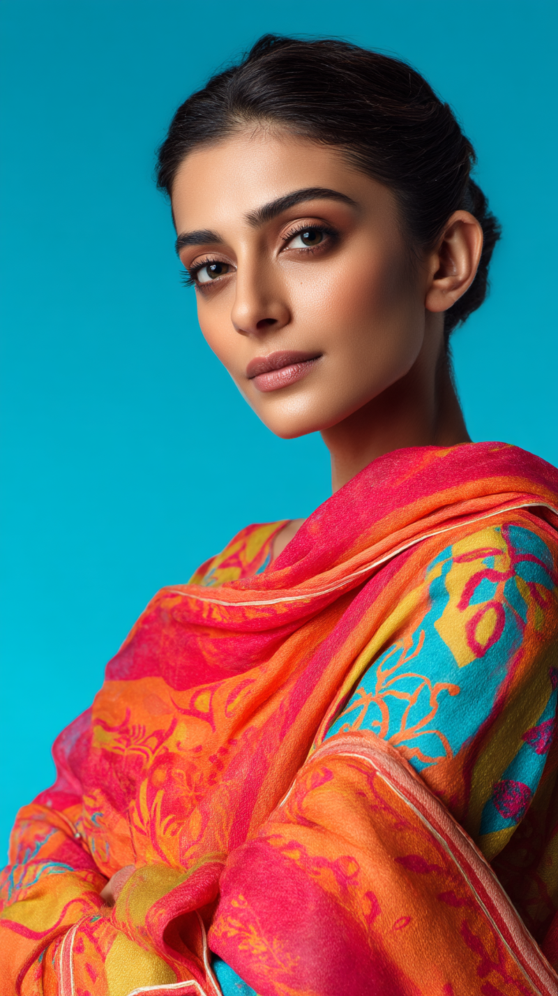 Women's Dupatta - Red Silk