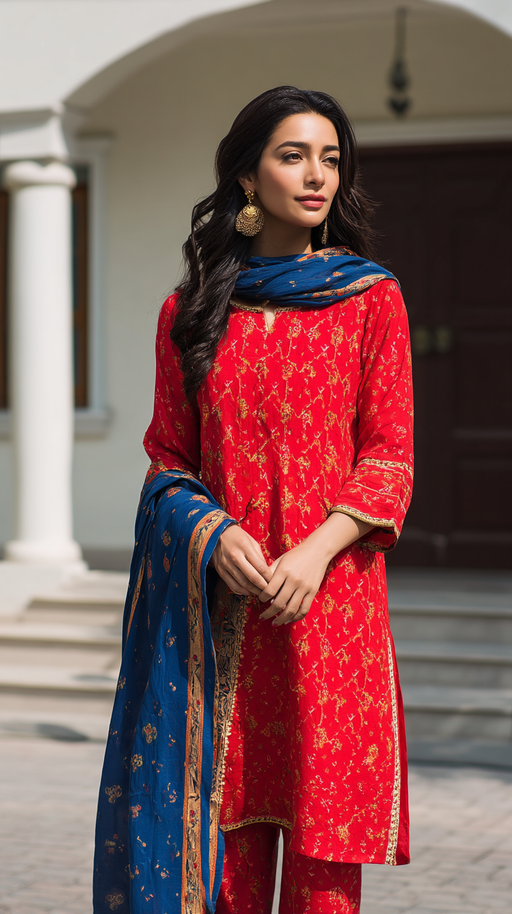 Red ethnic wear set by LookMate