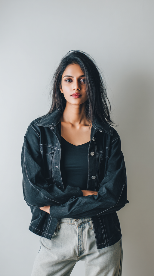 Black women's denim jacket by LookMate