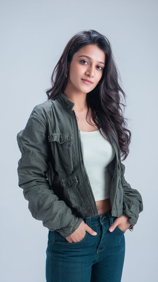 Olive women's cropped jacket by LookMate