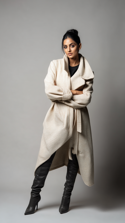 Beige women's wrap coat coat by LookMate