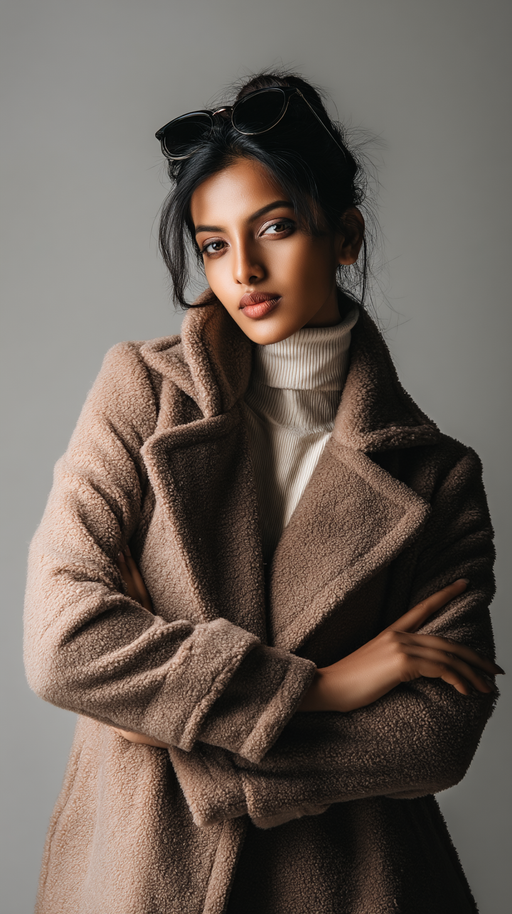 Taupe women's teddy coat by LookMate