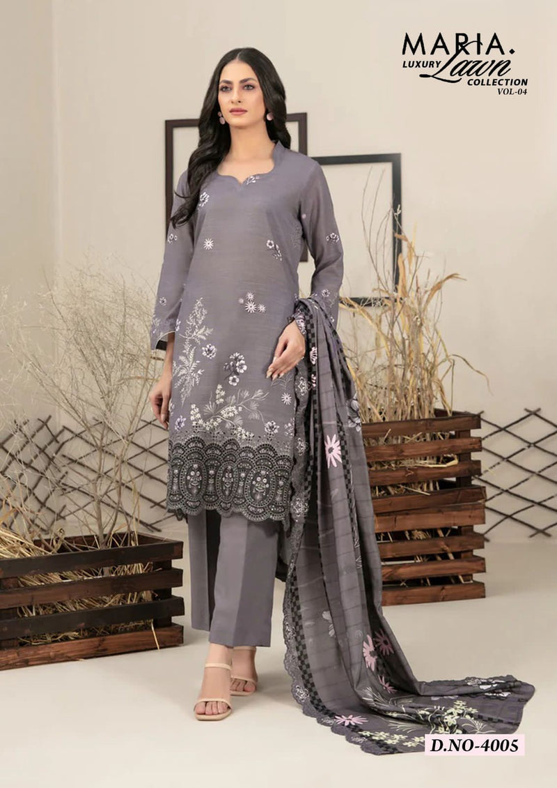 Elegant Grey Floral Embroidered Cotton Kurti Set with Printed Dupatta